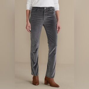 NWT Soft surroundings velvet grey Blakely Velveteen Pants‎ size 12P 5 pocket